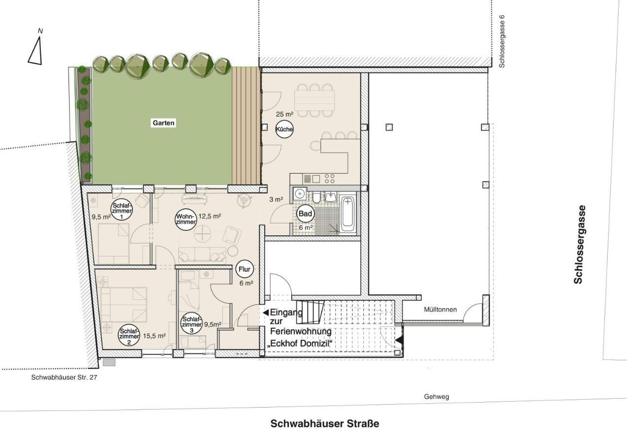 Eckhof Domizil - Grosszuegige Ferienwohnung Mit Kleinem Garten In Der Altstadt Von 哥达 外观 照片